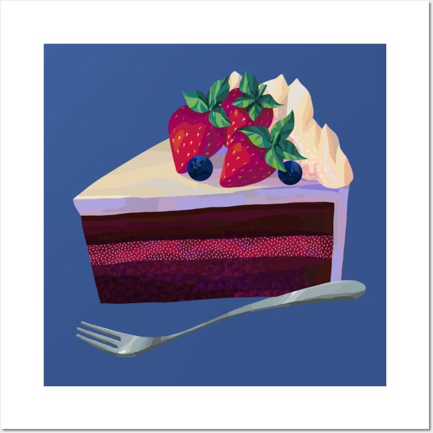 Strawberry Cake II Wall Art by banditotees